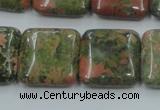 CUG60 16 inches 20*20mm square natural unakite gemstone beads wholesale