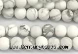 CWB270 15 inches 4mm round matte howlite turquoise beads