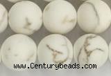 CWB814 15.5 inches 10mm round matte white howlite turquoise beads