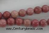 CWF12 15.5 inches 8mm round pink wooden fossil jasper beads wholesale