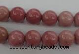 CWF15 15.5 inches 12mm round pink wooden fossil jasper beads wholesale