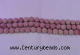 CWF24 15.5 inches 12mm round matte pink wooden fossil jasper beads