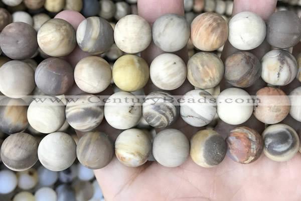 CWJ445 15.5 inches 14mm round matte wood jasper beads wholesale