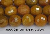 CWJ471 15.5 inches 10mm faceted round yellow petrified wood jasper beads