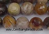 CWJ479 15.5 inches 12mm faceted round wood jasper gemstone beads