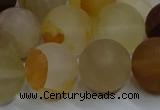 CYC145 15.5 inches 14mm round matte yellow quartz beads wholesale