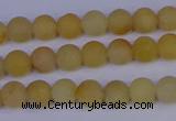 CYJ600 15.5 inches 4mm round matte yellow jade beads wholesale