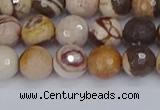 CZJ280 15.5 inches 8mm faceted round zebra jasper beads