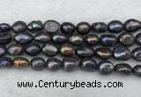 FWP288 15 inches 9mm - 10mm baroque black freshwater pearl strands