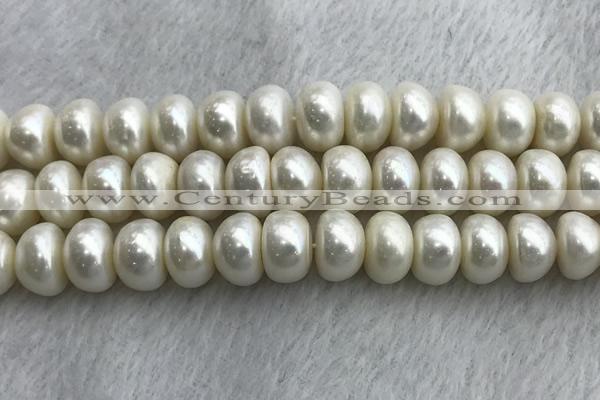 FWP332 15 inches 12mm - 13mm button white freshwater pearl strands