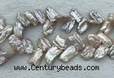 FWP414 Top-drilled 12*16mm - 13*18mm biwa freshwater pearl beads