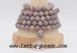 GMN1280 Hand-knotted 8mm, 10mm lepidolite 108 beads mala necklace with charm