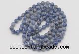 GMN143 Hand-knotted 6mm blue spot stone 108 beads mala necklaces