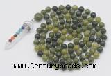 GMN1435 Hand-knotted 8mm, 10mm Canadian jade 108 beads mala necklace with pendant