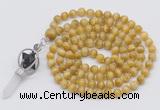 GMN1486 Hand-knotted 8mm, 10mm golden tiger eye 108 beads mala necklace with pendant