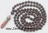 GMN1533 Hand-knotted 8mm, 10mm brecciated jasper 108 beads mala necklace with pendant