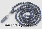 GMN1632 Hand-knotted 6mm sodalite 108 beads mala necklace with pendant