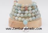 GMN2221 Hand-knotted 8mm, 10mm matte amazonite 108 beads mala necklace with charm