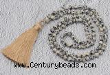 GMN237 Hand-knotted 6mm dalmatian jasper 108 beads mala necklaces with tassel