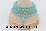 GMN2435 Hand-knotted 6mm amazonite 108 beads mala necklace with charm