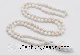 GMN4043 Hand-knotted 8mm, 10mm white howlite 108 beads mala necklace with pendant