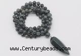 GMN4082 Hand-knotted 8mm, 10mm kambaba jasper 108 beads mala necklace with pendant