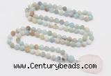 GMN4404 Hand-knotted 8mm, 10mm matte amazonite 108 beads mala necklace with pendant