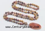 GMN4413 Hand-knotted 8mm, 10mm matte mookaite 108 beads mala necklace with pendant