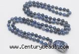 GMN4880 Hand-knotted 8mm, 10mm sodalite 108 beads mala necklace with pendant