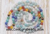 GMN6439 Hand-knotted 7 Chakra 8mm, 10mm amazonite 108 beads mala necklaces