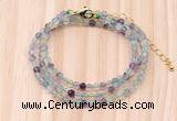 GMN7214 4mm faceted round tiny fluorite beaded necklace jewelry