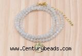 GMN7400 4mm faceted round tiny white jade beaded necklace with constellation charm