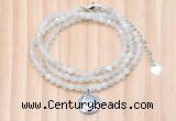 GMN7452 4mm faceted round tiny white moonstone beaded necklace with constellation charm