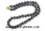 GMN7608 18 - 36 inches 8mm, 10mm matte black labradorite beaded necklaces