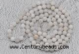 GMN904 Hand-knotted 8mm, 10mm matte white crazy agate 108 beads mala necklaces