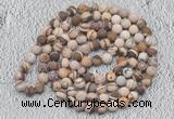 GMN909 Hand-knotted 8mm, 10mm matte brown zebra jasper 108 beads mala necklaces