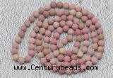 GMN913 Hand-knotted 8mm, 10mm matte pink fossil jasper 108 beads mala necklaces