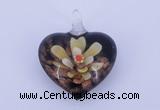 LP02 16*32*40mm heart inner flower lampwork glass pendants