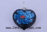 LP05 15*28*40mm heart inner flower lampwork glass pendants