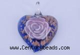 LP26 15*40*50mm heart inner flower lampwork glass pendants