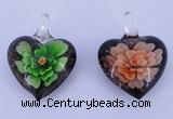 LP30 16*31*41mm heart inner flower lampwork glass pendants