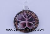 LP46 13*34*45mm flat round inner flower lampwork glass pendants