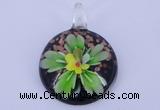 LP48 13*34*48mm flat round inner flower lampwork glass pendants