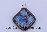 LP64 14*32*53mm diamond inner flower lampwork glass pendants