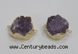 NGC420 25mm coin druzy amethyst gemstone connectors wholesale