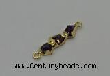 NGC5057 10*25mm - 10*35mm freeform amethyst gemstone connectors