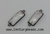 NGC5188 12*30mm - 15*30mm faceted rectangle white crystal connectors