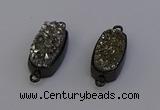 NGC5571 10*22mm - 12*25mm freeform plated druzy quartz connectors