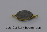 NGC5616 15*20mm oval plated druzy quartz connectors wholesale