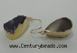 NGE04 12*25mm - 15*30mm freeform druzy amethyst earrings wholesale